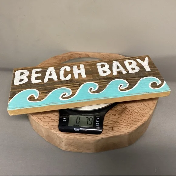 🔵 Vintage Hand Painted “Beach Baby” Solid Wood Crafted Sign - Unique - Picture 10 of 11